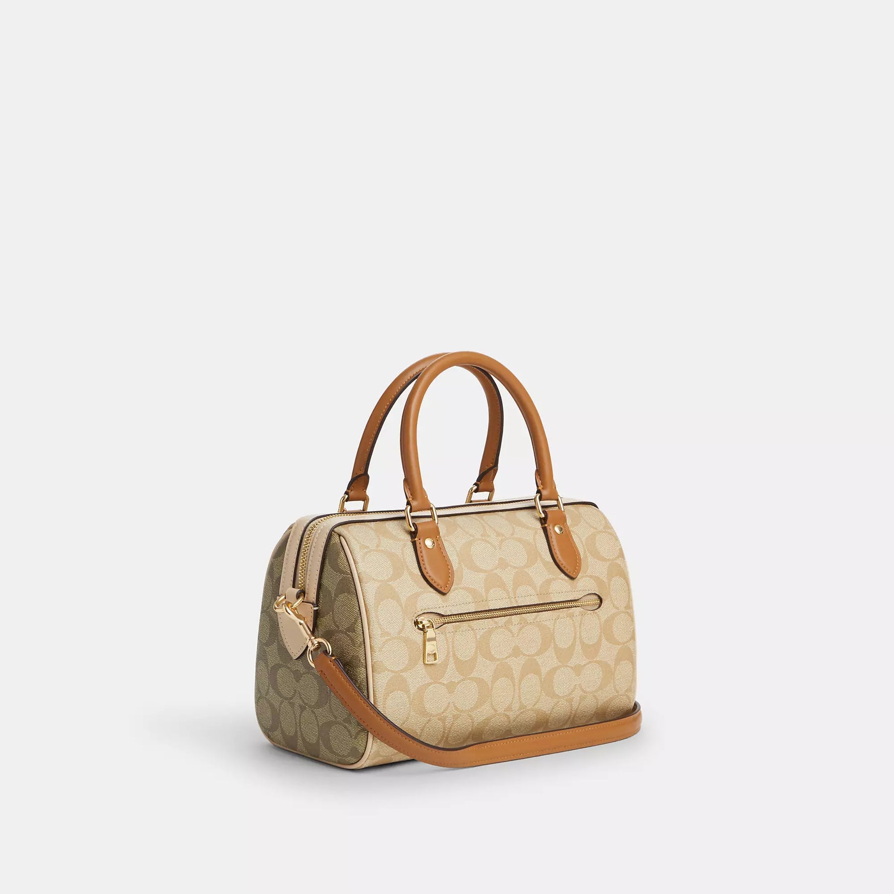Coach Rowan Satchel Bag In Signature Canvas - Cream Khaki / Brown / Tan