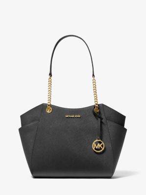 Jet Set Large Saffiano Leather Shoulder Bag - Black