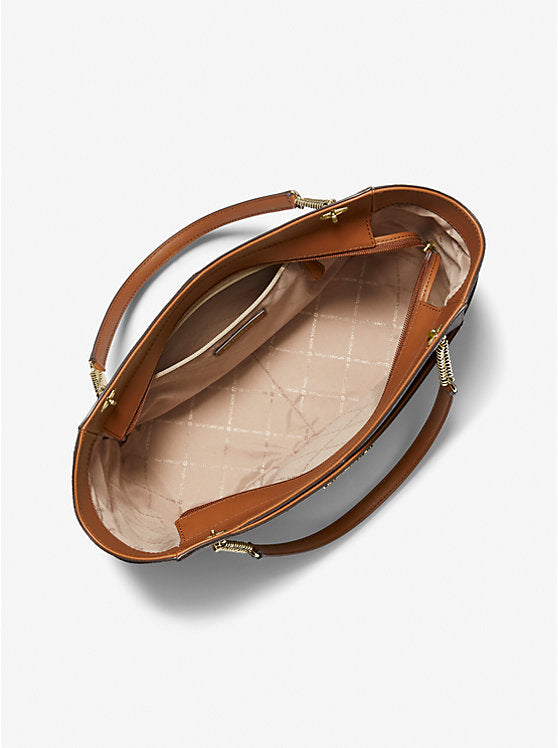 Jet Set Large Logo Shoulder Bag- Brown