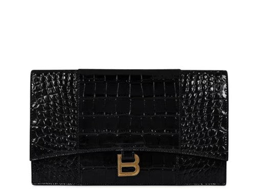 HOURGLASS FLAT CROC POUCH CLUTCH BAG