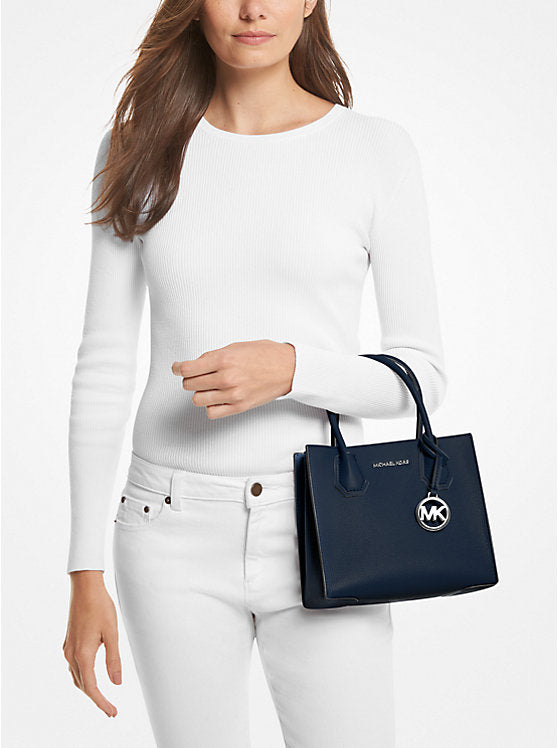 Mercer Medium Pebbled Leather Bag - Navy