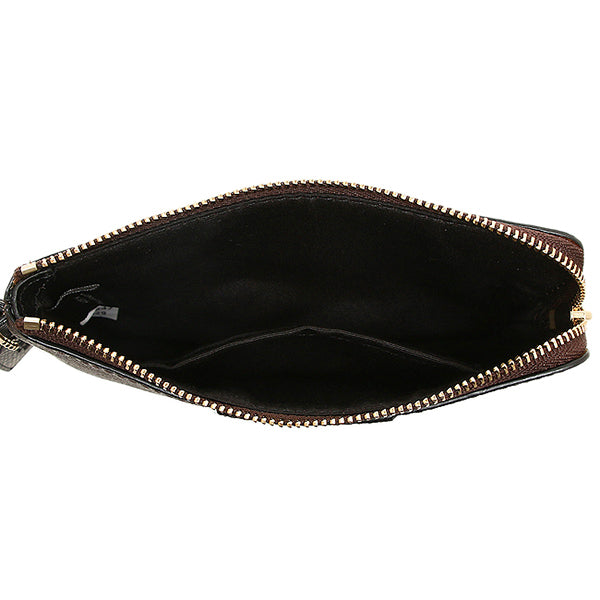 Corner Zip Wristlet In Signature Canvas - Brown