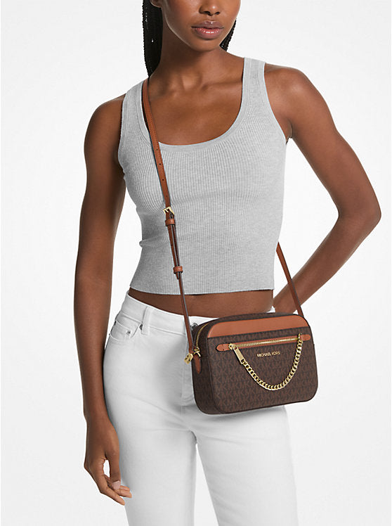 Jet Set Large Logo Crossbody Bag - Brown