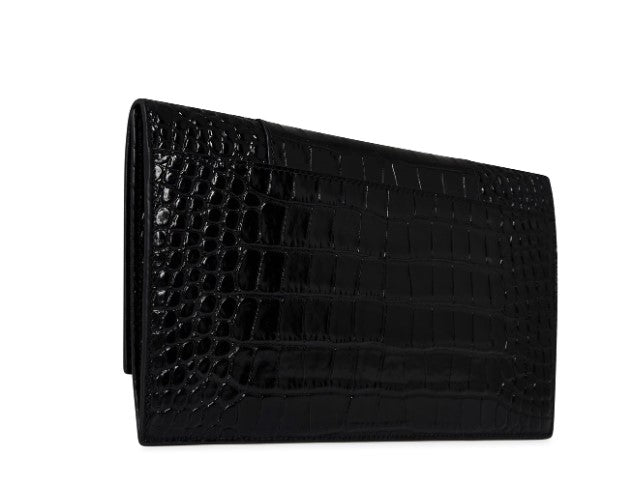 HOURGLASS FLAT CROC POUCH CLUTCH BAG
