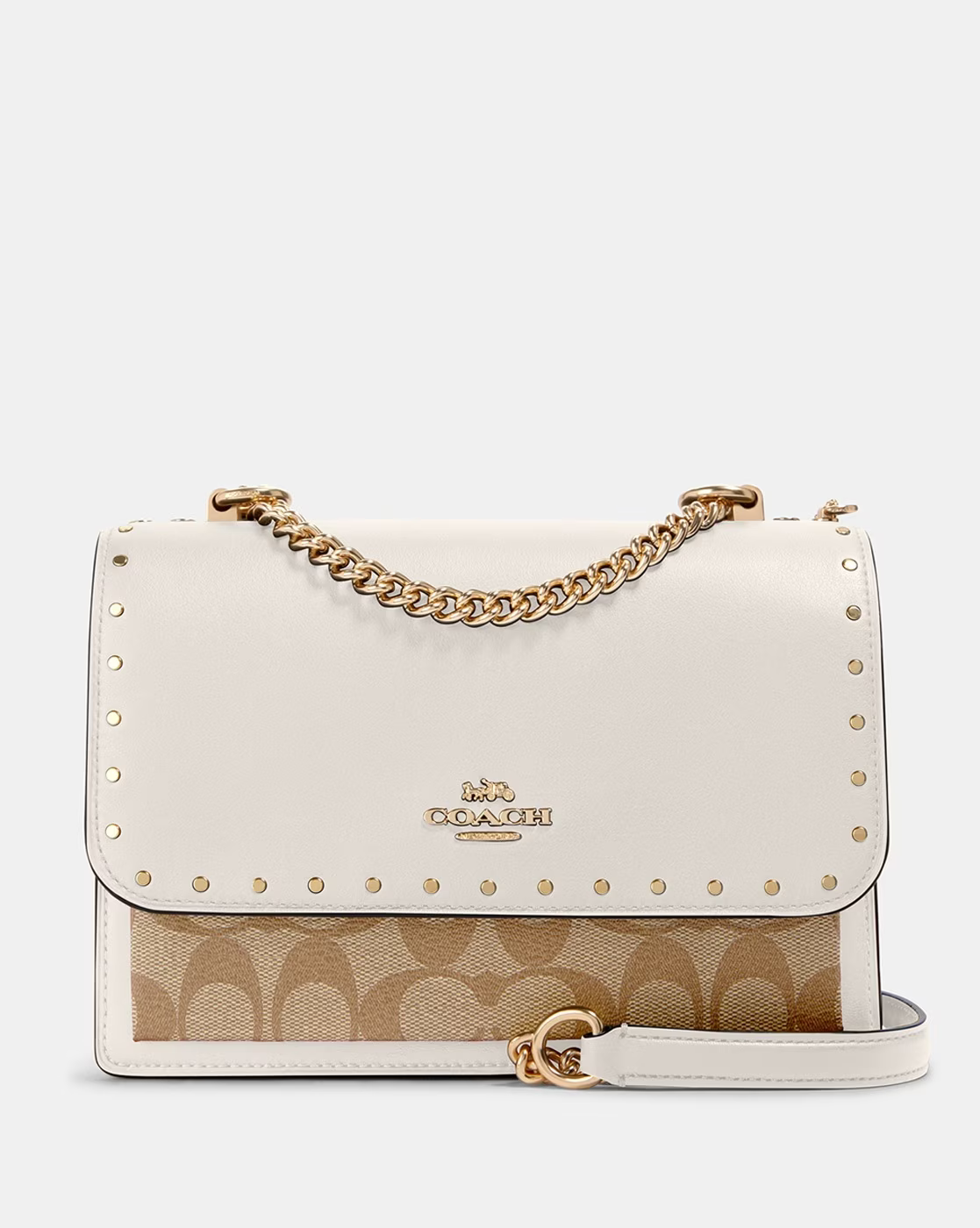 Klare Medium Crossbody With Rivets - White/ Signature Canvas