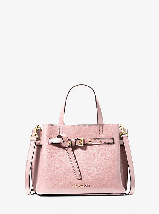 Emilia Small Pebbled Leather Satchel - Powder Blush