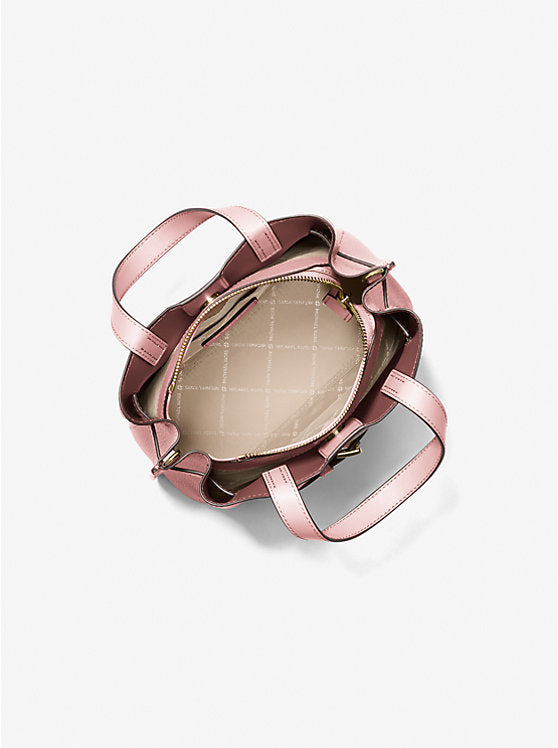 Emilia Small Pebbled Leather Satchel - Powder Blush