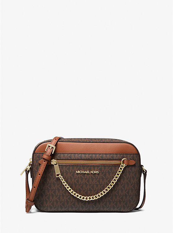 Jet Set Large Logo Crossbody Bag - Brown
