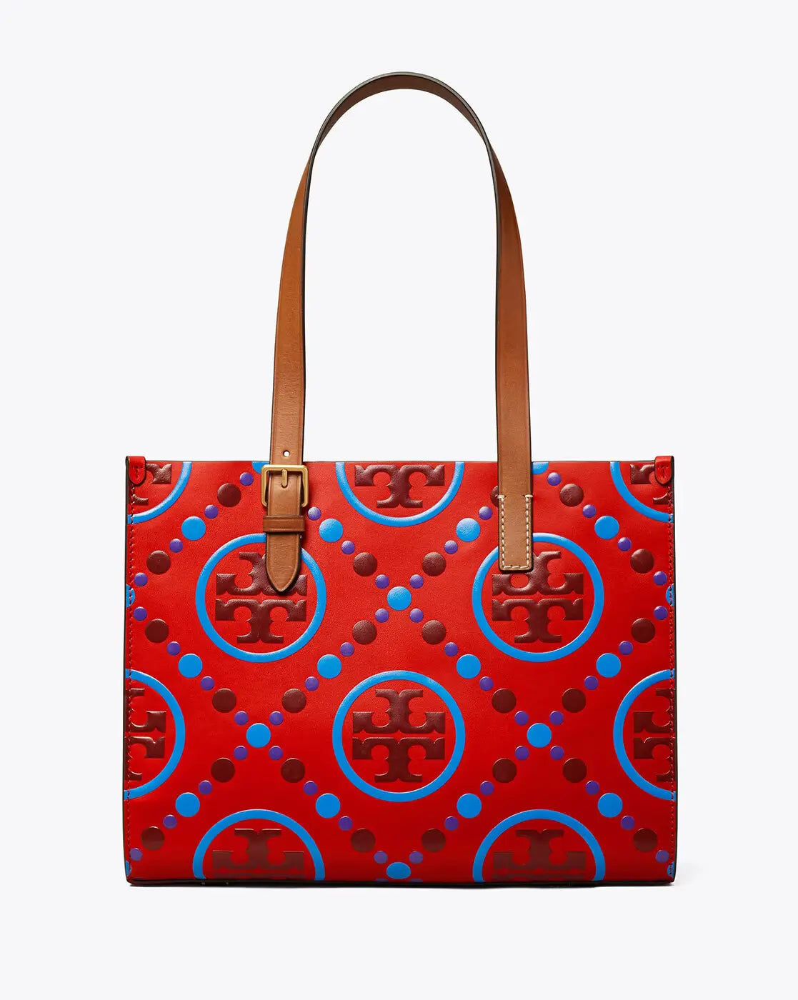 Small T Monogram Contrast Embossed Tote Bag
