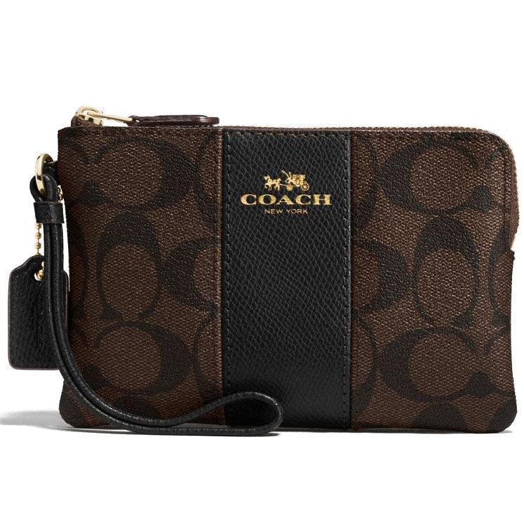 Corner Zip Wristlet In Signature Canvas - Brown