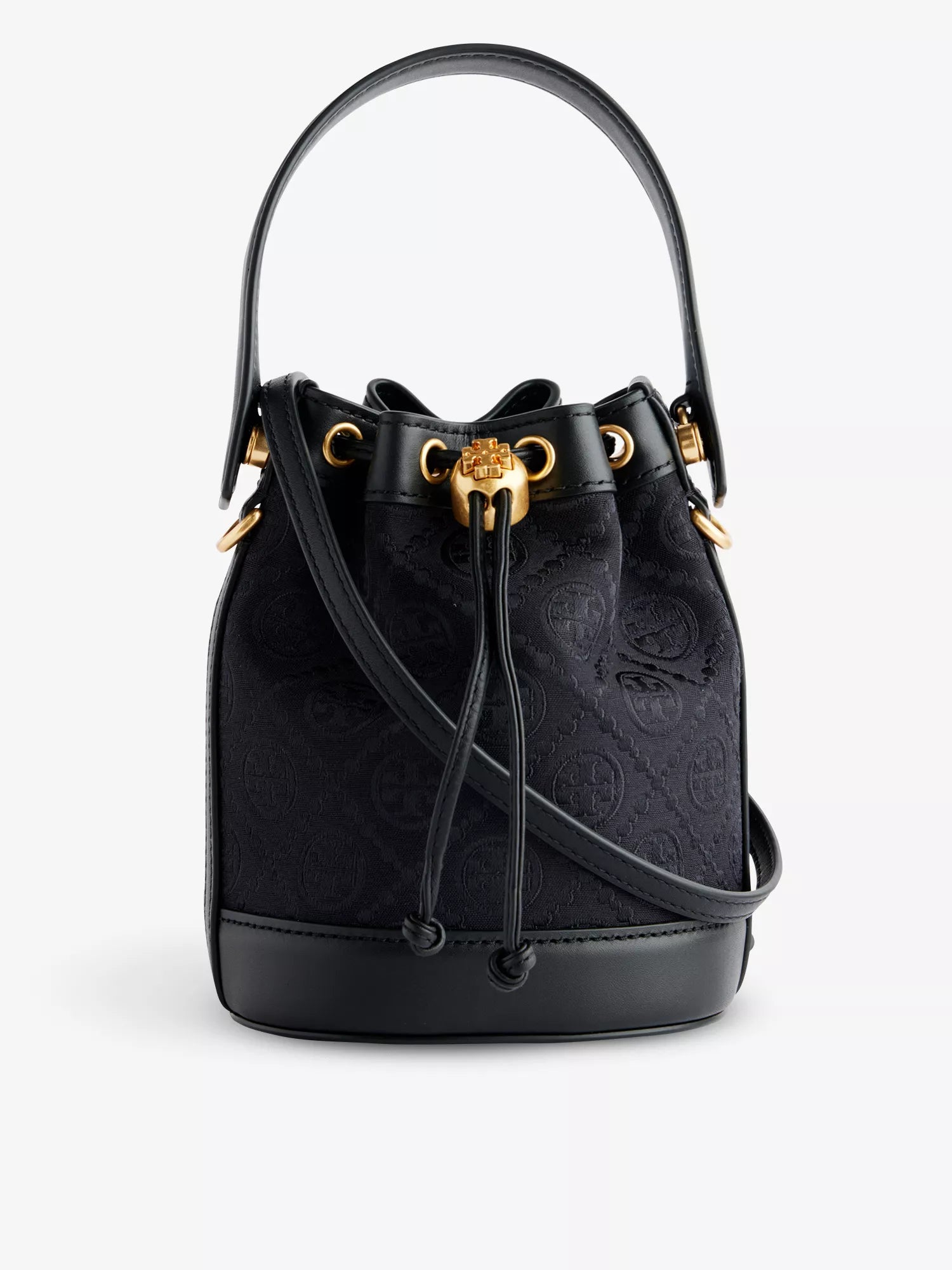 Monogram-embellished cotton-blend bucket bag