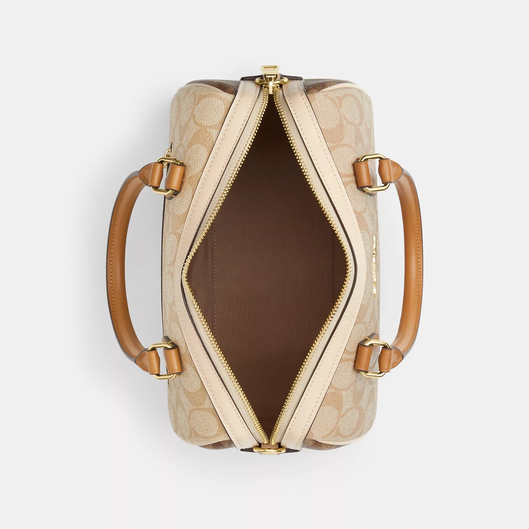 Coach Rowan Satchel Bag In Signature Canvas - Cream Khaki / Brown / Tan