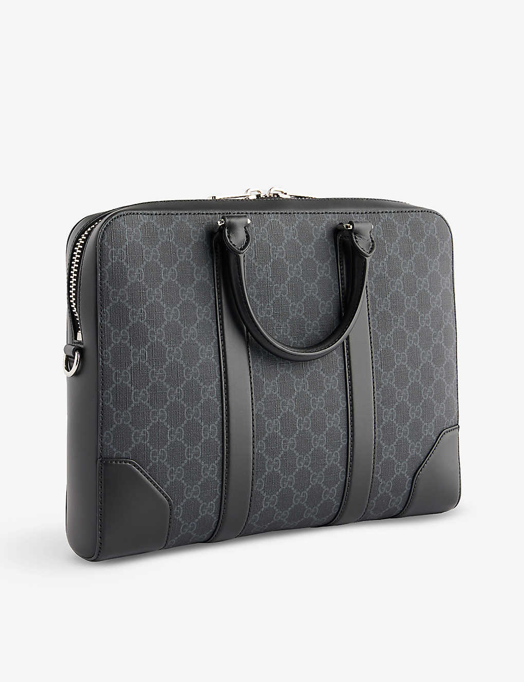 Logo-print coated-canvas briefcase