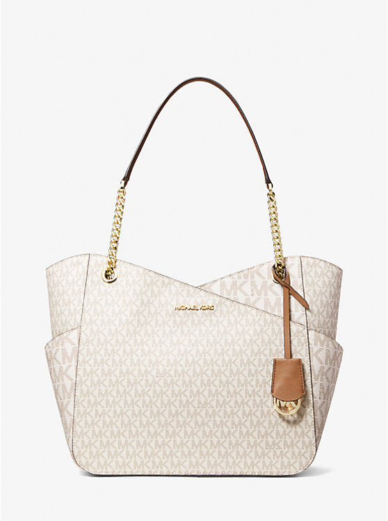 Jet Set Large Logo Shoulder Bag- Vanilla