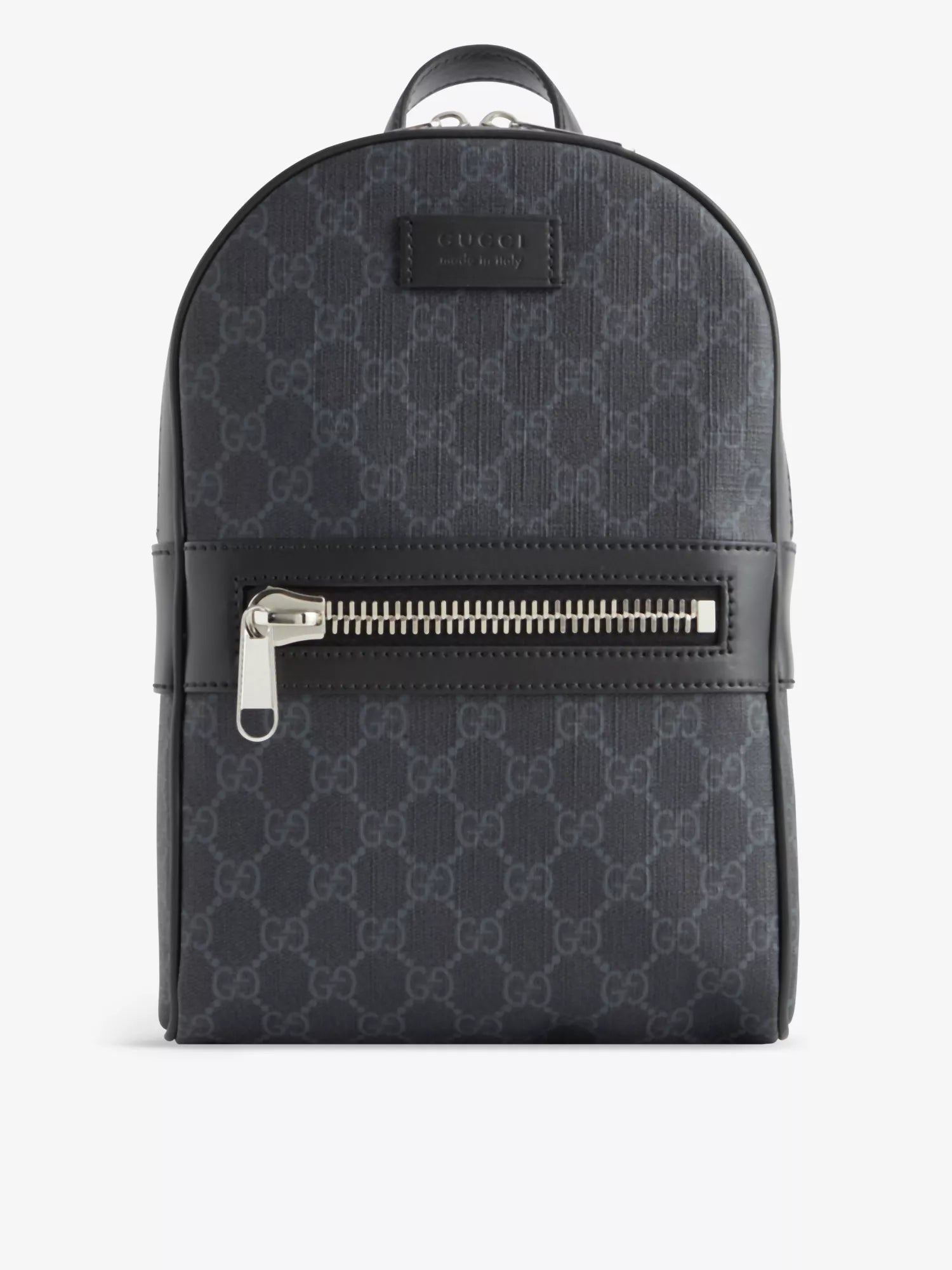 Monogram-embellished coated-canvas and leather backpack