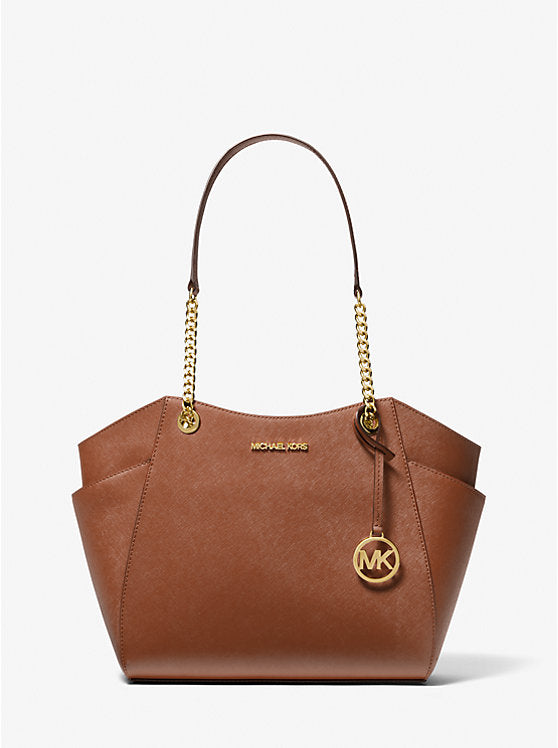 Jet Set Large Saffiano Leather Shoulder Bag - Brown/ Luggage