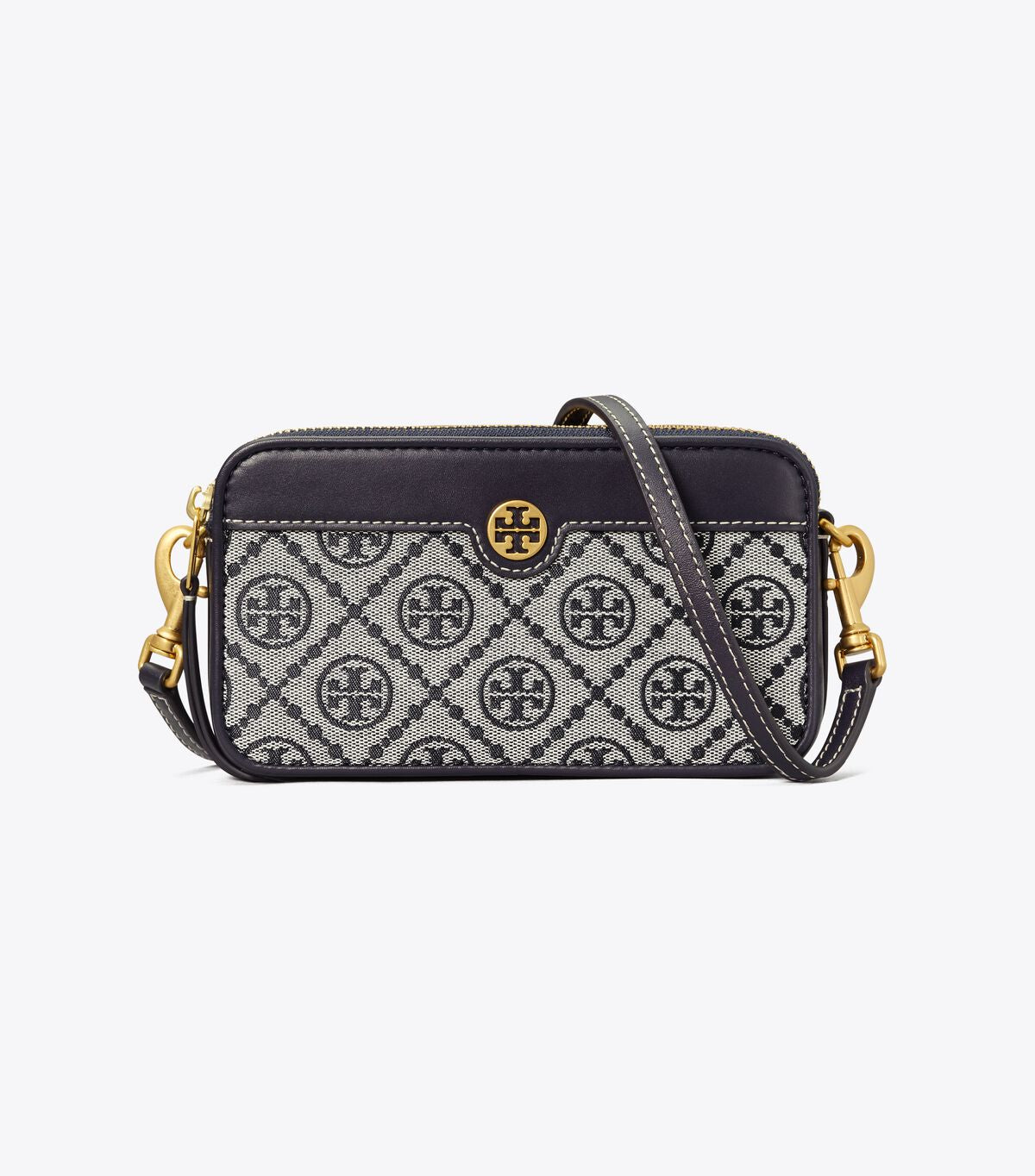 T MONOGRAM JACQUARD DOUBLE-ZIP MINI BAG