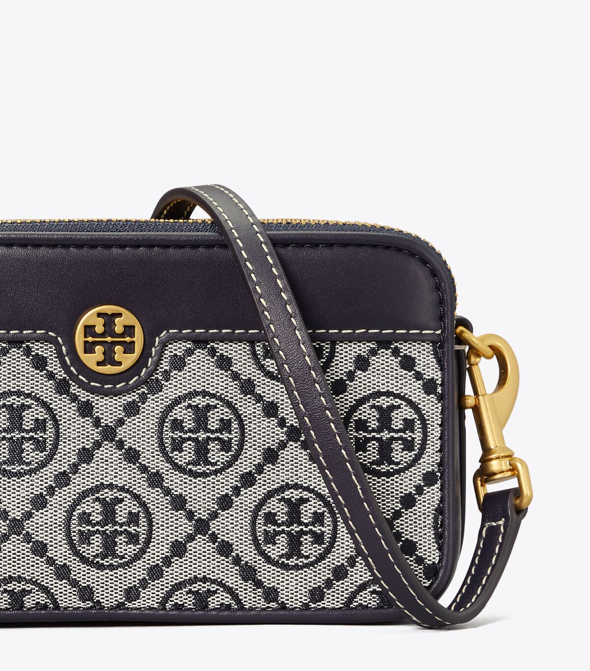 T MONOGRAM JACQUARD DOUBLE-ZIP MINI BAG