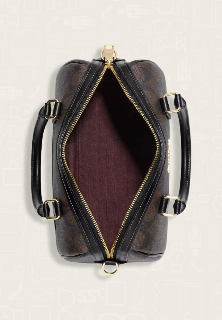 Coach Rowan Satchel Bag In Signature Canvas - Walnut / Black