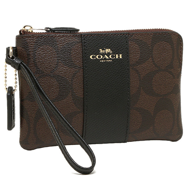 Corner Zip Wristlet In Signature Canvas - Brown