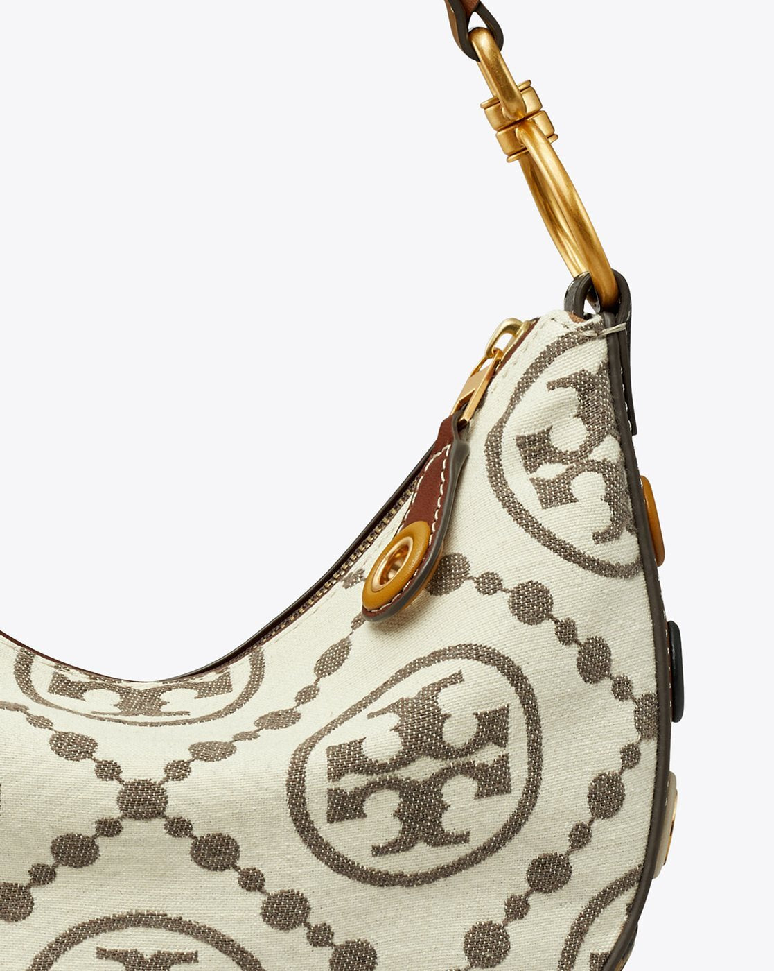 T Monogram Grommet Mini Crescent Bag