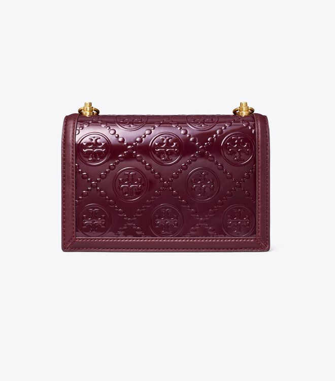 T MONOGRAM PATENT EMBOSSED SMALL SHOULDER BAG