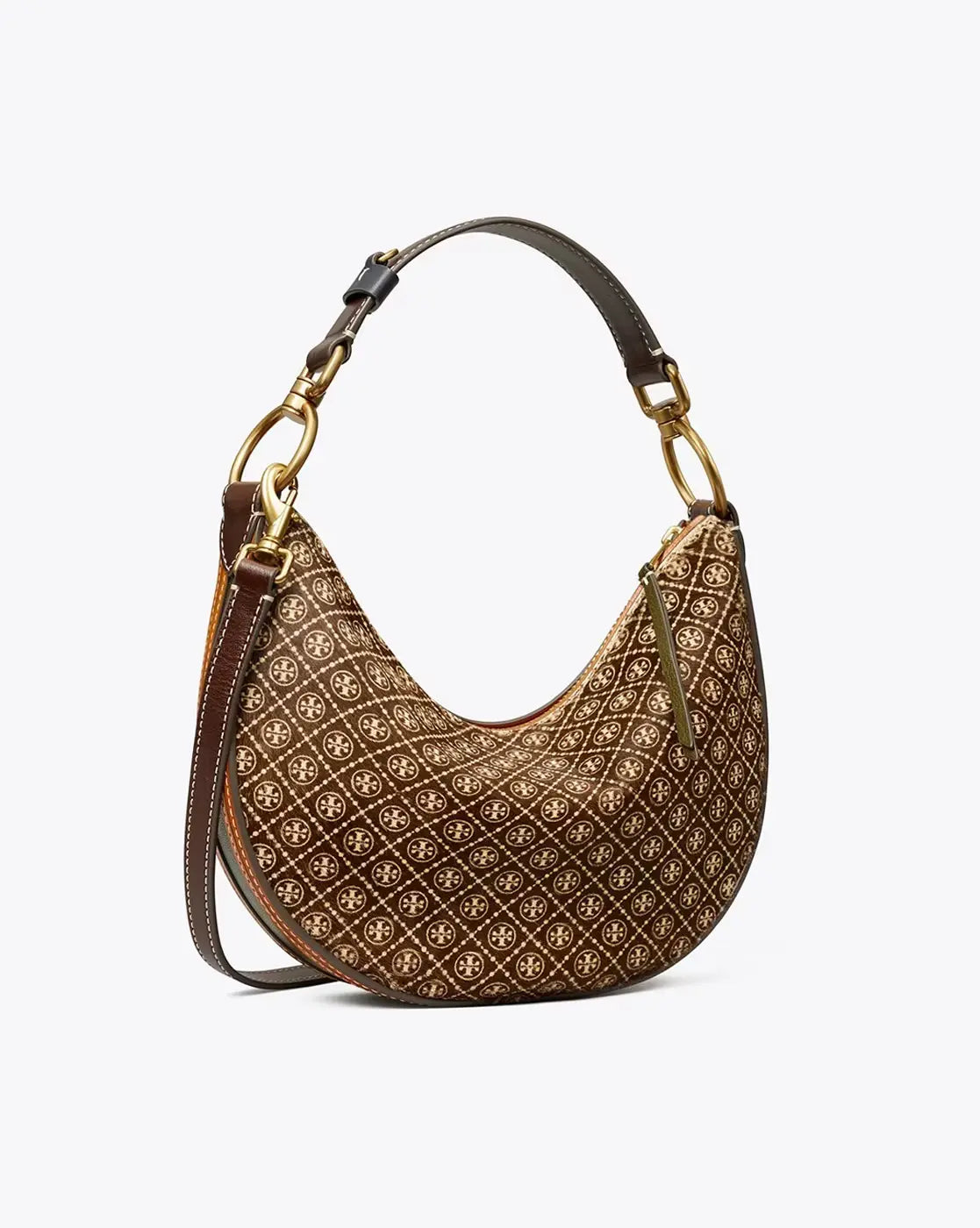 T Monogram Haircalf Mini Crescent Bag