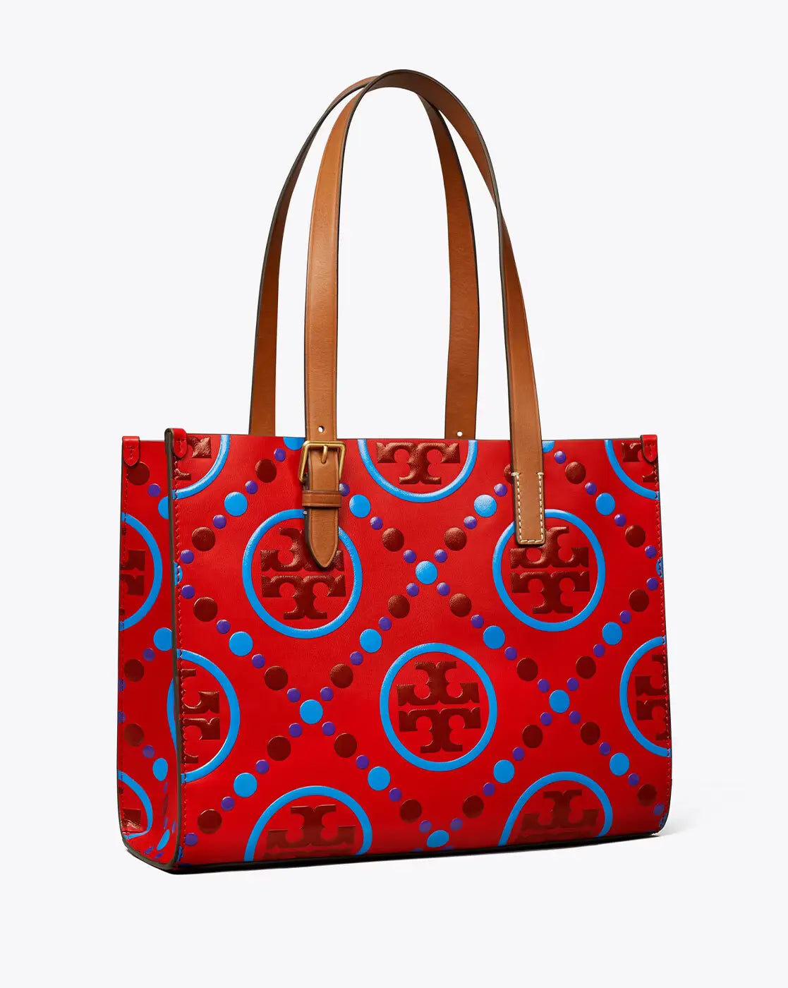 Small T Monogram Contrast Embossed Tote Bag