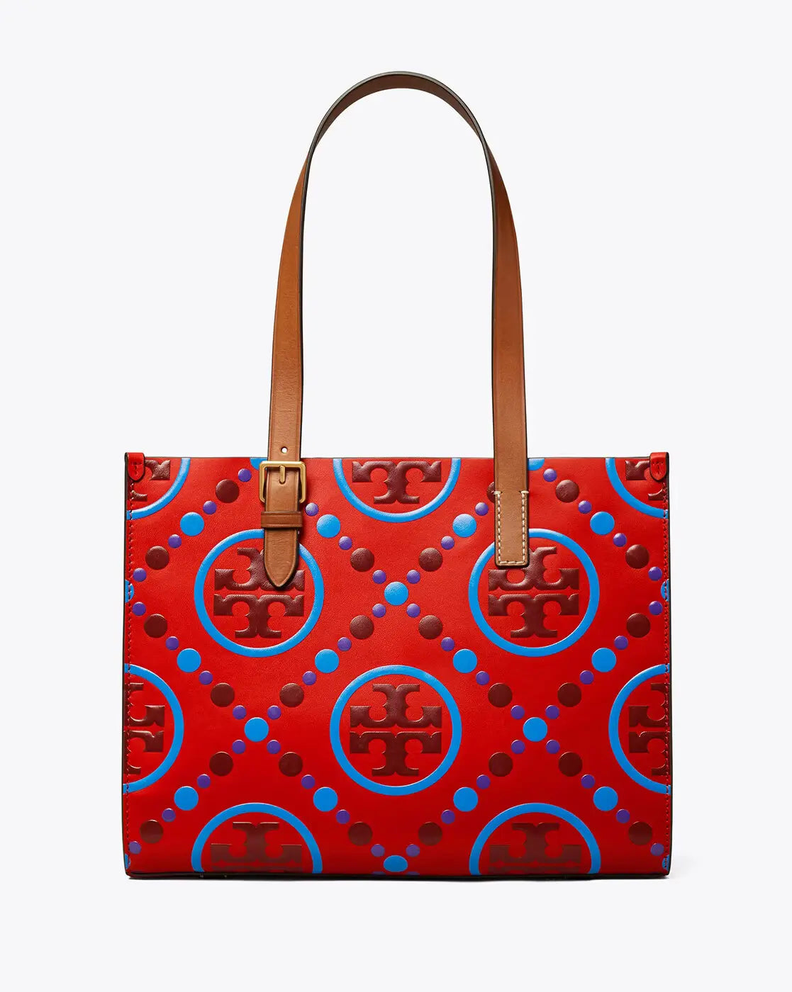 Small T Monogram Contrast Embossed Tote Bag