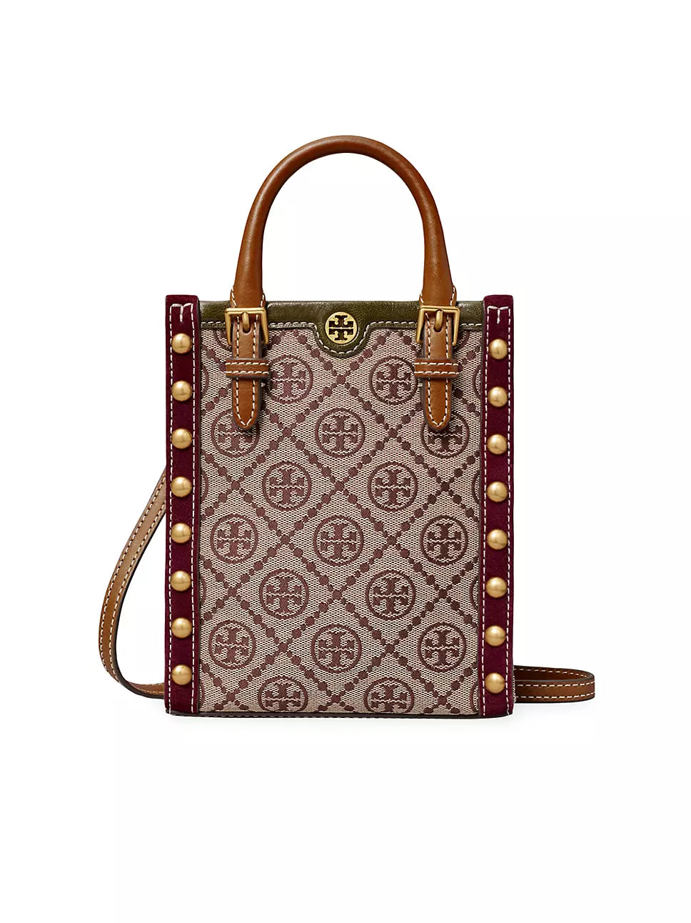 T Monogram Jacquard Studded Mini N/S Tote