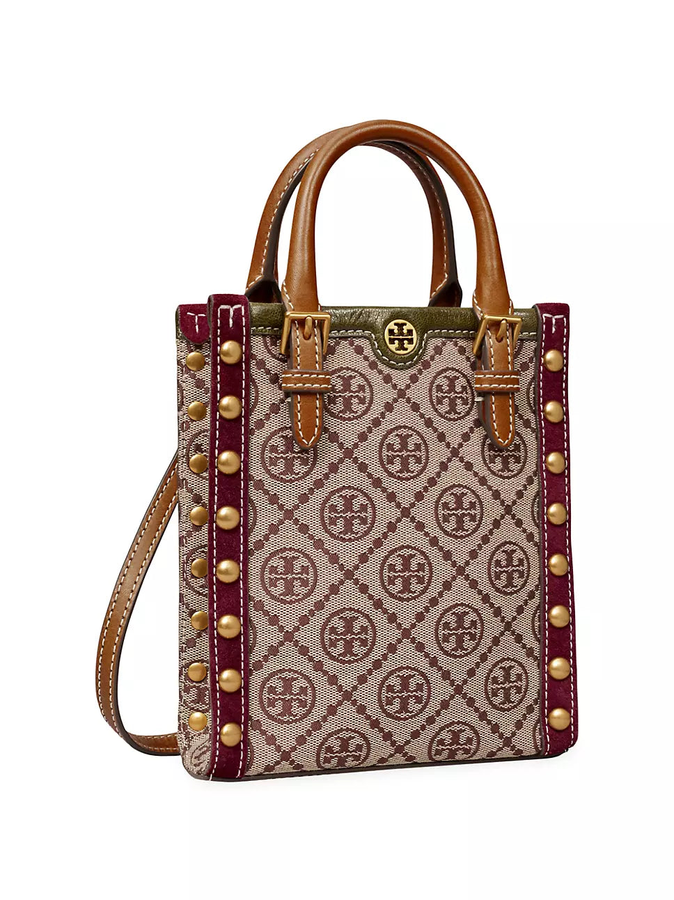 T Monogram Jacquard Studded Mini N/S Tote