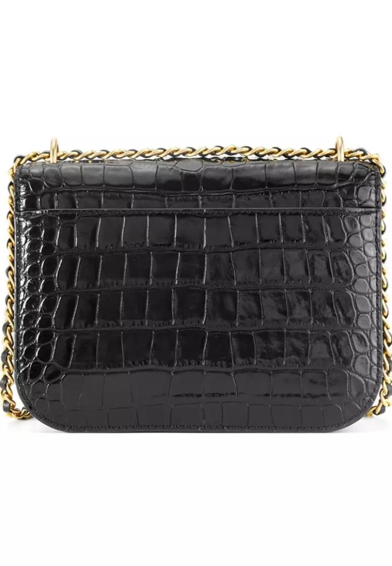 Britten Convertible Shoulder Bag  Croc Effect- Black